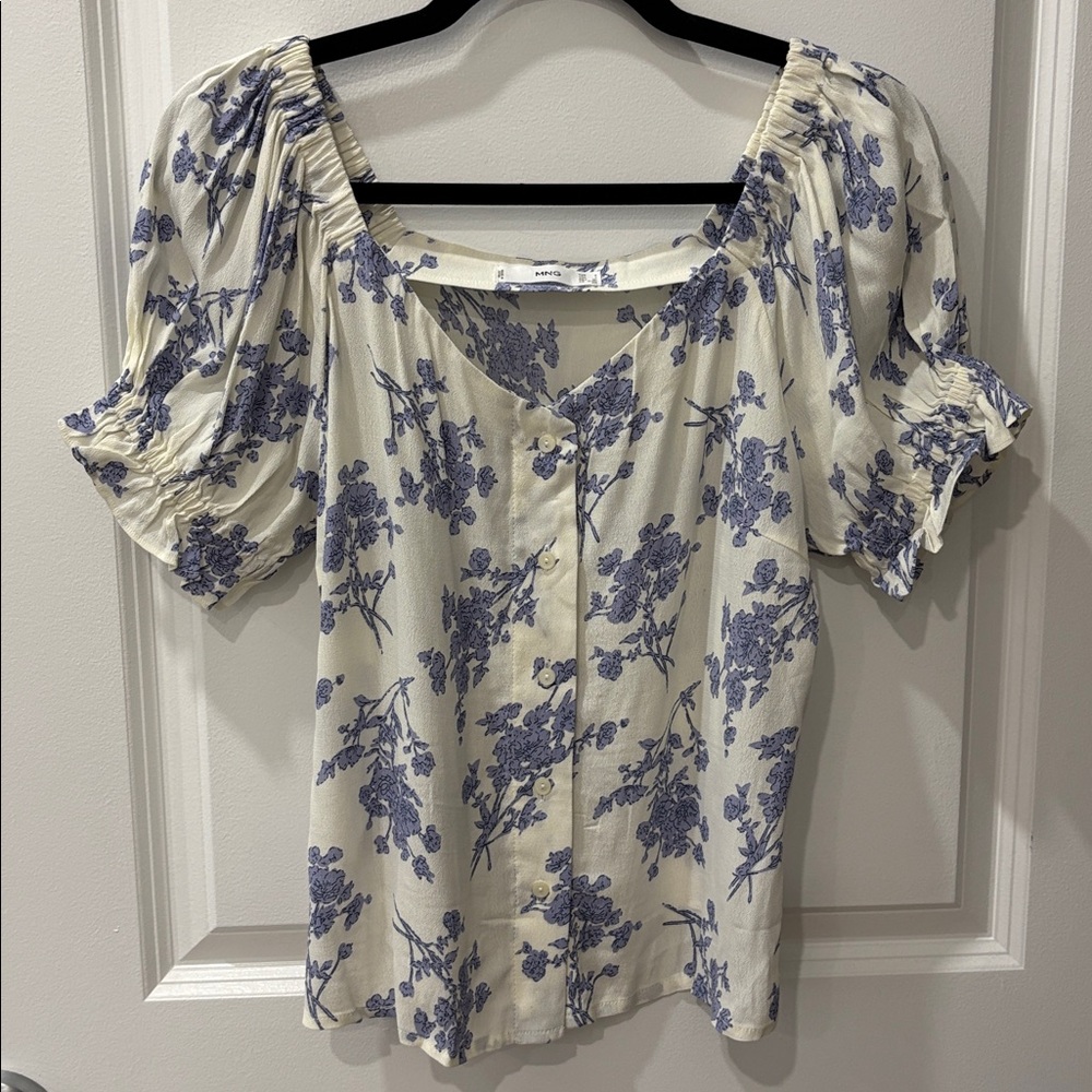 Mango Blue Floral Top